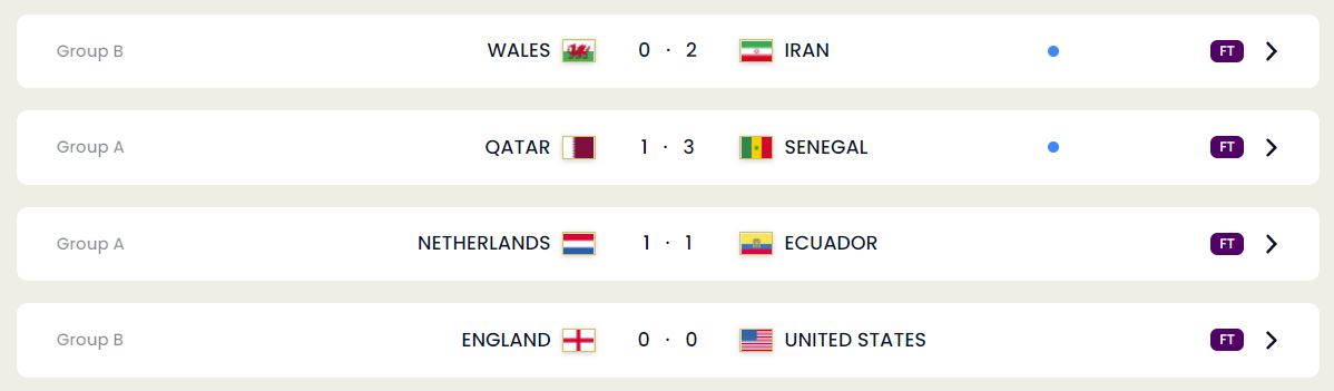 November 25, 2022 FIFA World Cup Matches
