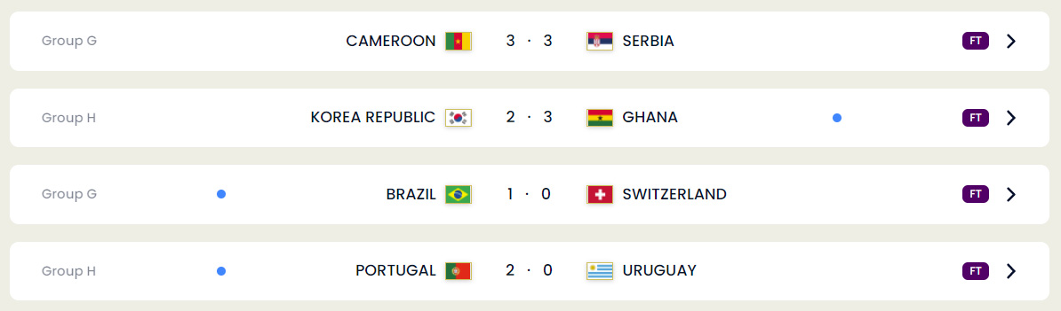 November 28, 2022 FIFA World Cup Matches