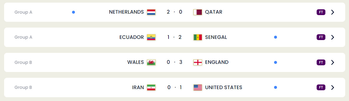 November 29, 2022 FIFA World Cup Matches